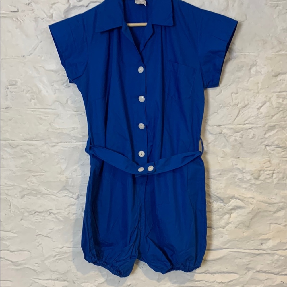 1980s  / 1970s bloomers romper  balloon leg shorts women's  cobalt blue vintage